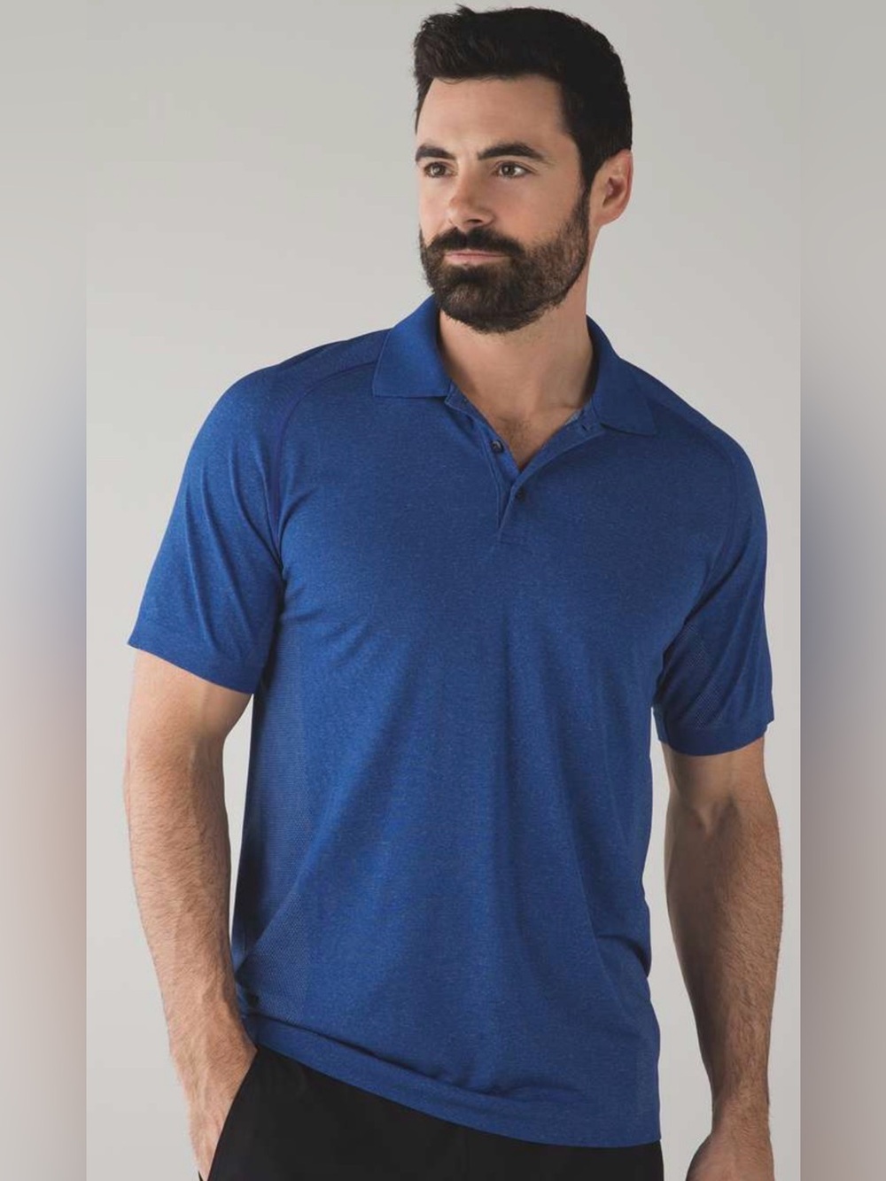Lululemon Men's Metal Tech Cobalt Blue Polo Shirt  Short Sleeve Size Large